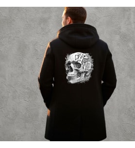 CZMD Anatomical Darkwear Poncho – Kurukafa Sırt Baskılı (Düz Siyah)