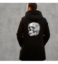 CZMD Anatomical Darkwear Poncho – Kurukafa Sırt Baskılı (Düz Siyah)