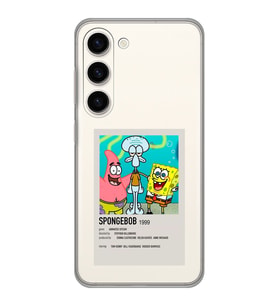 Samsung Galaxy S23 Uyumlu Sunger Bob Minimalist Poster Desenli Şeffaf Telefon Kılıfı