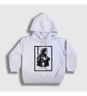 Presmono Unisex Çocuk Beyaz Poster Dizi Witcher Kapüşonlu Sweatshirt 325582tt