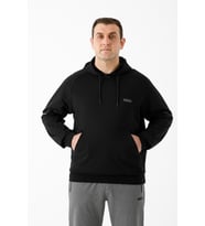Maraton Büyük Beden Erkek Kapüşonlu Siyah Sweatshirt