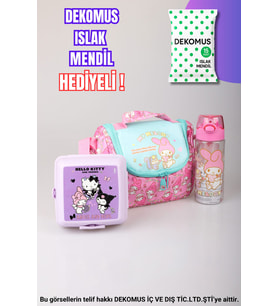 DEKOMUS İLE YENİ SEZON LİSANSLI MY MELODY&BEST FRIENDS "MELOPINK KOLEKSİYONU" TERMOSLU BESLENME ÇANTASI,500 ML MATARA VE 2 KATLI BESLENME KUTUSU /LUNCH BOX SETİ "ISLAK MENDİL HEDİYELİ" (Pembe)