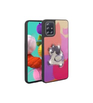 Samsung Galaxy A51 Uyumlu Kılıf Parlayan Kabartmalı İkonik Figürlü Zore Amas Silikon Kapak (Mor)