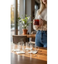 ByMyHand Borosilikat Isıya Ateşe Dayanıklı Termisil Kulplu Çay Bardağı Kahve Bardağı 6'lı Set 200 Ml