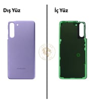 Samsung Galaxy S21 Mor Renk Arka Kapak Arka Cam Batarya Kapağı Pil Kapağı Lazer Kesim Back Cover Galaxy S21 Uyumlu