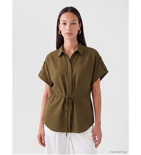 LCW EVERYDAY Yeşil Bağcıklı Oversize Kadın Gömlek