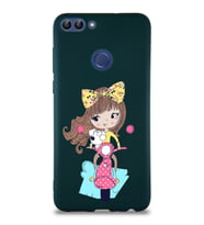 Huawei P Smart Soft Premier Kapak Vespagirl Tasarımlı Silikon Kılıf - Yeşil (Şeffaf)