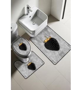 Modern Desenli Dijital Baskı 3’lü Banyo Paspas Takımı Yıkanabilir Kaymaz Tabanlı Klozet Takımı KLZ0017 (Çok Renkli)