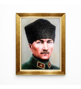 Tablore Atatürk Kalpaklı Tablo - Milli Mücadele Temalı Yağlı Boya Görünümlü Kanvas Tablo - Atatürk Duvar Dekorasyonu