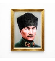 Tablore Atatürk Kalpaklı Tablo - Milli Mücadele Temalı Yağlı Boya Görünümlü Kanvas Tablo - Atatürk Duvar Dekorasyonu