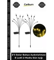 #Solar Su Geçirmez Dekoratif Peyzaj Lambası 2'li Solar Bahçe Aydınlatması 8 Ledli 2 Modlu Gün Işığı