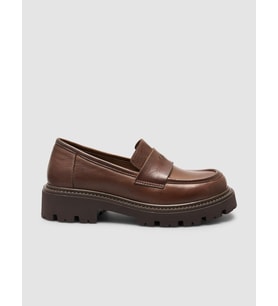 %100 Hakiki Deri Kahverengi Kadın Loafer