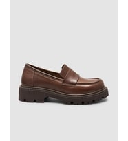 %100 Hakiki Deri Kahverengi Kadın Loafer