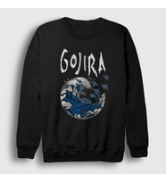 Presmono Unisex Siyah Kanagawa Wave Gojira Sweatshirt 292620tt