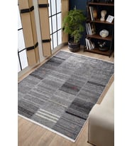 Dijital Kaymaz Yıkanabilir Antrasit Patchwork Salon Halısı Mutfak Halısı Koridor Halısı Yolluk HLN1621