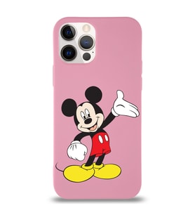 Apple iPhone 12 Pro  Lansman Kılıf Mickey Mouse Tasarımlı Altı Kapalı İçi Kadife Kaplı  Kapak (Şeffaf)