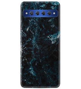 TCL 10 Plus Kılıf Desenli Silikon Blue Mix Mermer