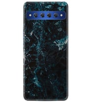 TCL 10 Plus Kılıf Desenli Silikon Blue Mix Mermer