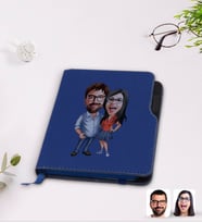 BK Gift Kişiye Özel Sevgililer Karikatürlü Lacivert Termo Deri Defter-105