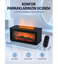 Dekoratif Şömine Görünümlü Nemlendirici Uzaktan Kumandalı Renkli LED Işıklı Difüzör