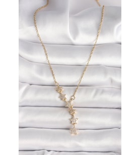 316L Çelik Gold Renk Zincir Zirkon Taşlı Yıldız Model Kadın Kolye 5886 - HPSBYI7209-1247