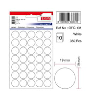 Tanex Ofis Etiketi Poşetli Yuvarlak 19 Mm Beyaz Ofis Etiketi 5 Yaprak (10 Lu Paket) (Karışık)