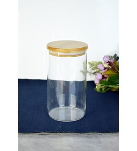 BAMBU KAPAKLI YUVARLAK KAVANOZ BÜYÜK 1000 ML
