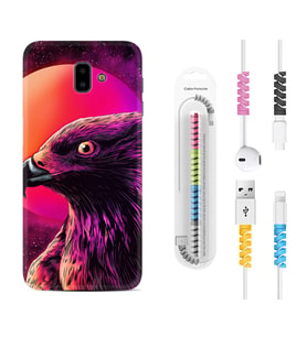 Samsung J6 Plus J7 Prime J7 Pro M20 Kılıf Kablo Koruma Spiral Silikon Red Eagle 1752