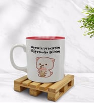 Bk Gift Neyse Ki Prensesim Tasarımlı İçi Kırmızı Renkli Kupa Bardak Model 1