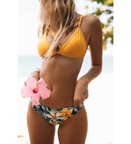 Angelsin Baskılı Sarı Bikini Üstü