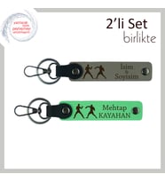 Ringdeki Hikayeni Taşı, Combat Temalı, İsme Özel Deri Anahtarlık Hediyesi, Kül Gri-Fıstık Yeşil