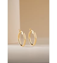 925 Ayar Gümüş Gold Kaplama Oval 20 mm Şarnel Halka Küpe