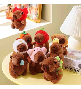 Capybara Hoodie Peluş Oyuncak Anahtarlık Sevimli Bebek Hayvan Figürlü Çanta & Araba Süsü Tatlı Aksesuar