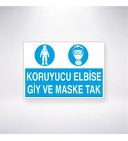 Koruyucu Elbise Giy ve Maske Tak 21x28 Arkası Yapışkanlı Levha