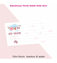 Baby shower Partisi 8 Adet Kız Bebek Dilek Kartı 10x14 cm Karton