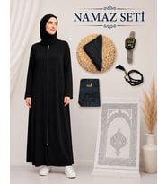 Kadın Namaz Seti Fermuarlı Namaz Elbisesi Seccade Örtü Yasin Tesbih Zikirmatik