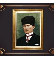 Altın Varaklı Çerçeveli Paspartulu Atatürk Tablo z4818 (Gold)