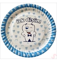 İlk Dişim Karton Tabak, 23cm x 8 Adet - Mavi (STD)