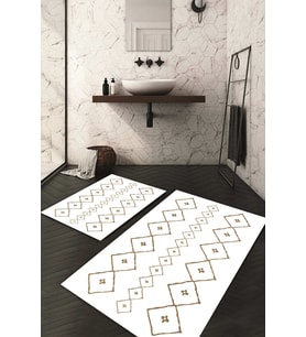 Dijital Baskılı Kaymaz Taban Yıkanabilir 2'li Klozet Takımı Banyo Paspası NDKZ-HS-508 (Beyaz)