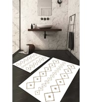 Dijital Baskılı Kaymaz Taban Yıkanabilir 2'li Klozet Takımı Banyo Paspası NDKZ-HS-508 (Beyaz)