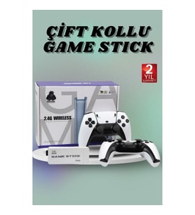 Mey İthalat® Çift Oyun Kollu 4K HD Ekran Nostaljik 20.000 Oyunlu Beyaz Game Stick