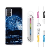 Samsung a71 A72 A73 A7 A9 2018 C7 C9 Kılıf Kablo Koruma Spiral Silikon Mavi Gece 1605
