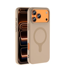 iPhone 18 Pro Max Kılıf M-Safe Şarj Özellikli Aris Silikon Kılıf Krem
