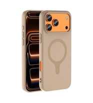 iPhone 18 Pro Max Kılıf M-Safe Şarj Özellikli Aris Silikon Kılıf Krem