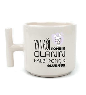 Yanağı Tombik Olanın Baskılı Beyaz Kulplu T Kupa
