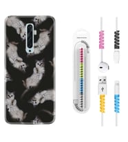 Oppo Reno 2Z 4 Lite 4 Pro 5 6 7 A31 Kılıf Kablo Koruma Spiral Silikon Sevimli Kedicikler 1785