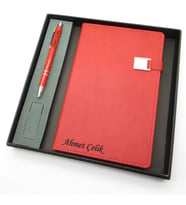 Signator® Codex  N121 Kişiye Özel Defterli Set - İsme Özel Kırmızı Kalem + İsme Özel Kırmızı Defter  İsme Özel Kutusunda Hediyelik Set (Karışık)