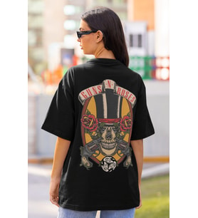 Guns N' Roses Müzik Grubu Sırt Baskılı Unisex Oversize Rock Metal Tişört