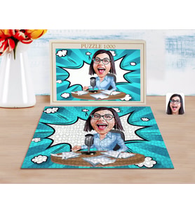 BK Gift Kişiye Özel Kadın Spiker Karikatürlü 1000 Parça Profesyonel Puzzle-1