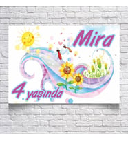 Güneş ve Ayçiçeği Temalı Doğum Günü Afişi 35X50 cm